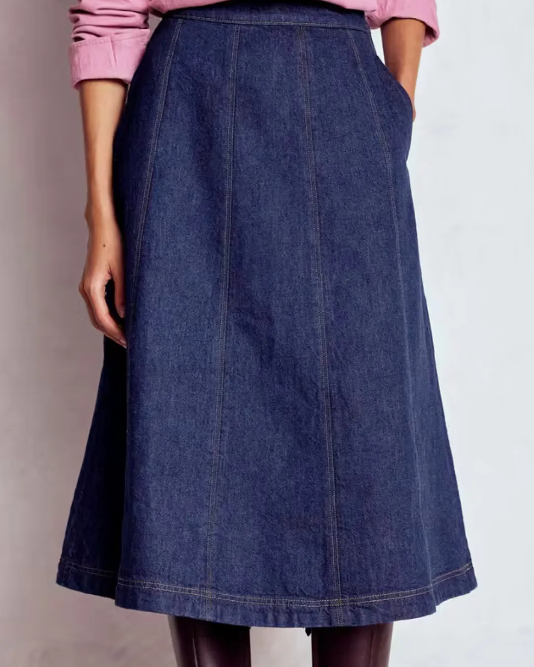 Deep Indigo A Line Denim Maxi Skirt for Women