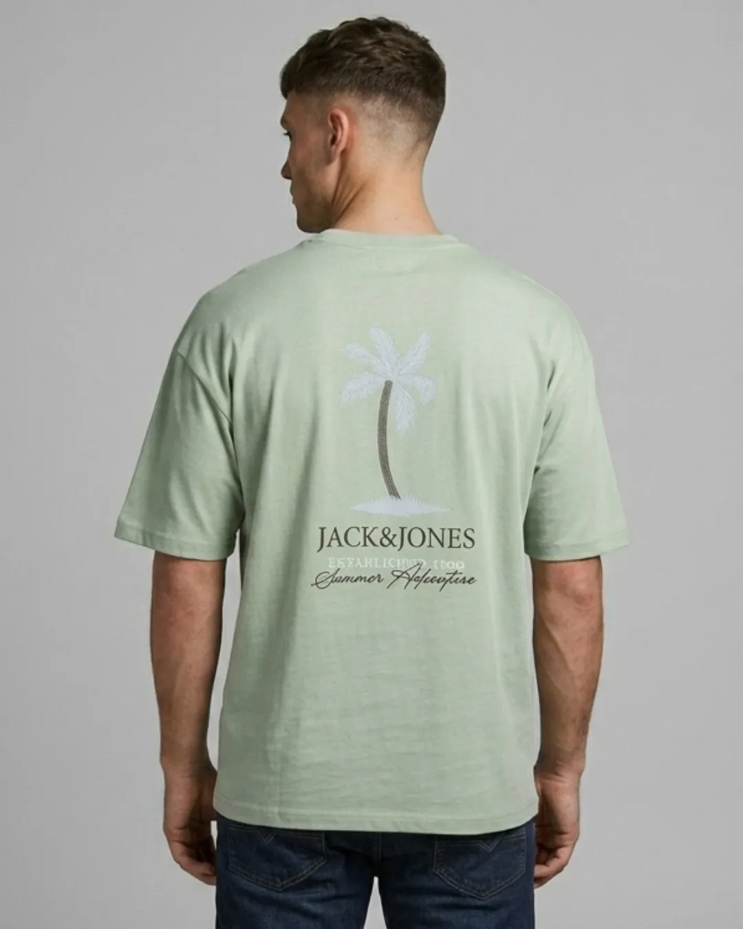 Jack & Jones Sage Green Summer Adventure Oversized T-Shirt | Premium Graphic Tee for Men & Women
